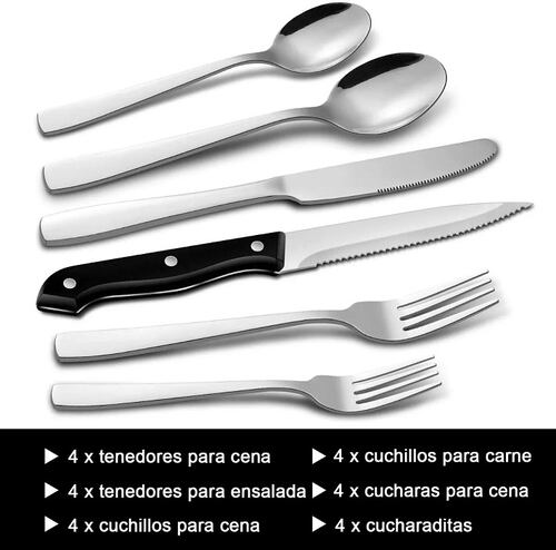 Juego De Cubiertos De Acero Inoxidable 24 Pcs