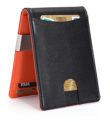 Cartera De Cuero Con Rfid Bloqueo Unisex
