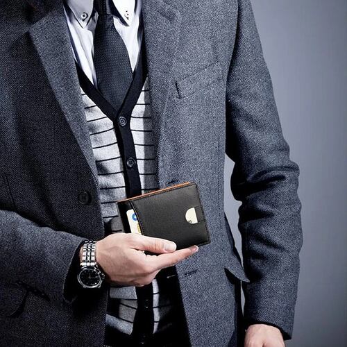 Cartera De Cuero Con Rfid Bloqueo Unisex