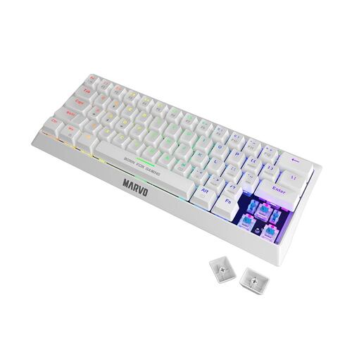 Mini Teclado Gamer Marvo KG962 Mecánico RGB 62 Tecla Usb 2 Cable 1.6