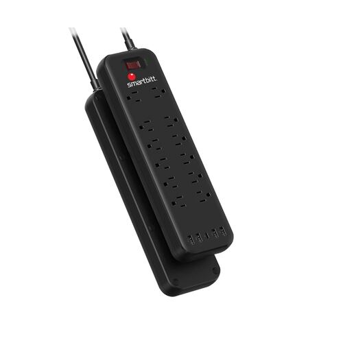 Smartbitt Supresor de Picos de 12 tomas con 4 puertos USB / 1 Tipo C, SBSS-B12-5U