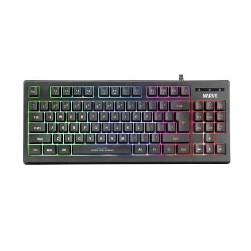 Teclado Gamer Marvo K607 SP Membrana 87 Teclas Usb Luz Fondo 3 colores