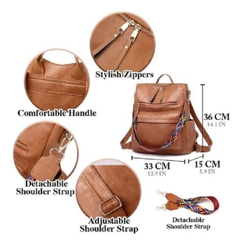 MOCHILA ANTIRROBO IMPERMEABLE DE MUJER CAFE
