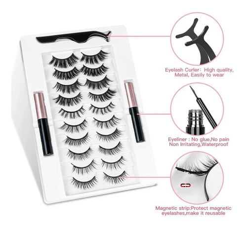 Kit 10 Piezas 3d Magnético De Pestañas Postizas