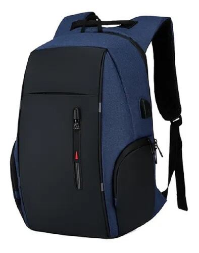 Mochila De Gran Capacidad Con Cargador Usb Azul