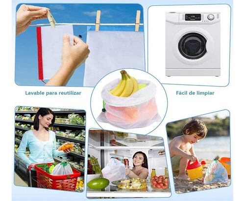Bolsas Ecológicas Reutilizables De Malla Para Verduras