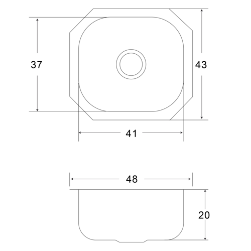 Fregadero Cocina Submontar 1 Tina 48x43x20 Eb Cs100