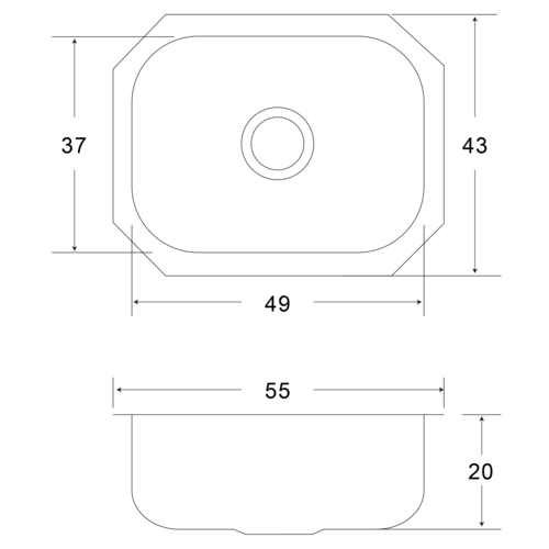 Fregadero Cocina Submontar 1 Tina 55 X 43 X 20 Eb Cs200