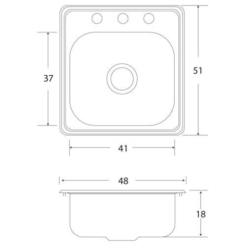 Fregadero Cocina Empotrar 1 Tina Eb 48x51x18 C100
