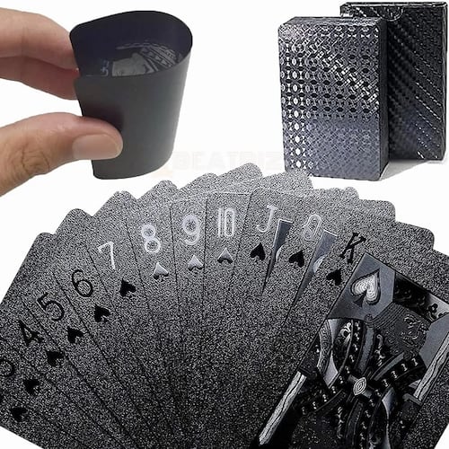 Cartas Poker Negra Baraja Pvc Impermeable