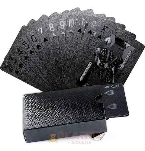 Cartas Poker Negra Baraja Pvc Impermeable