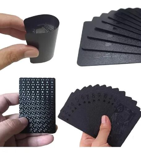 Cartas Poker Negra Baraja Pvc Impermeable