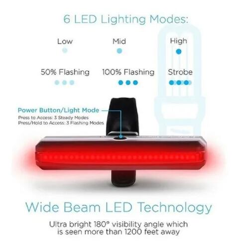 Luz Trasera Para Bicicleta, Luz De Seguridad