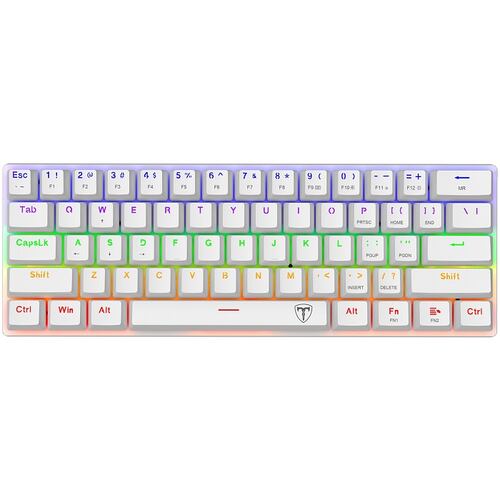 Teclado T-Daggaer Arena White T-TGK321W Rainbow Mecanico Switch Brown Alambrico Ingles