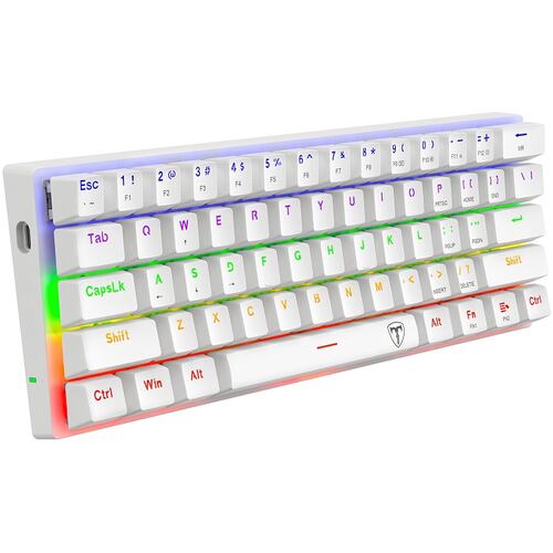 Teclado T-Daggaer Arena White T-TGK321W Rainbow Mecanico Switch Brown Alambrico Ingles