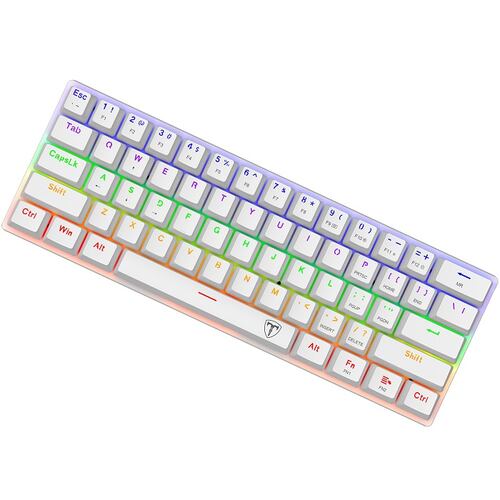 Teclado T-Daggaer Arena White T-TGK321W Rainbow Mecanico Switch Brown Alambrico Ingles