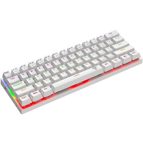 Teclado T-Daggaer Arena White T-TGK321W Rainbow Mecanico Switch Brown Alambrico Ingles