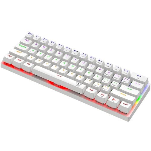 Teclado T-Daggaer Arena White T-TGK321W Rainbow Mecanico Switch Brown Alambrico Ingles