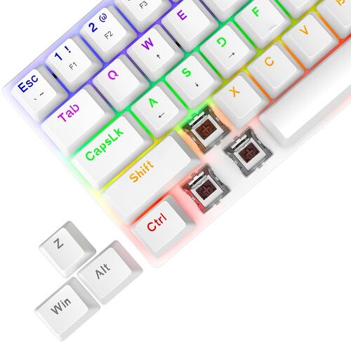 Teclado T-Daggaer Arena White T-TGK321W Rainbow Mecanico Switch Brown Alambrico Ingles