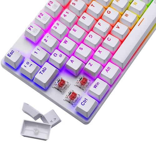 Teclado T-Daggaer Bora White RGB T-TGK315W Mecanico Switch Red Alambrico Español