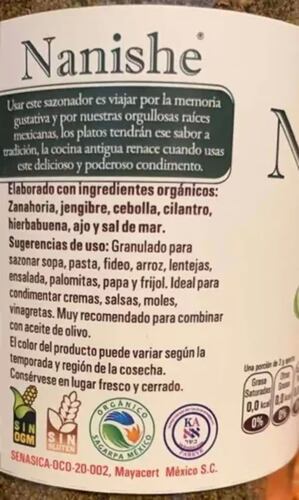 Nanishe Sazonador Vegetal 120g Cusibani Orgánico Consomé