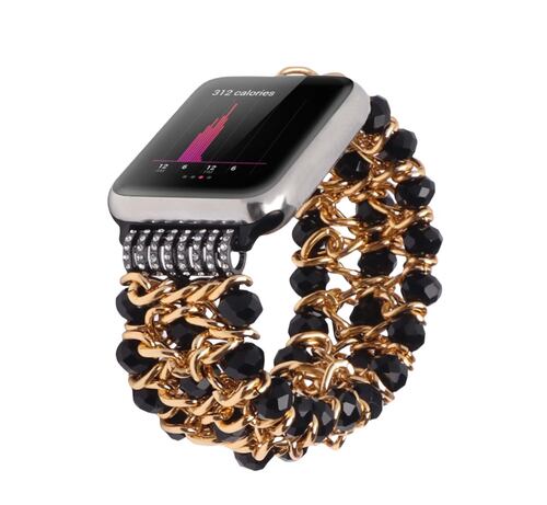 Correa Band Tipo Pulsera Cadena dorada cuentas negras Compatible