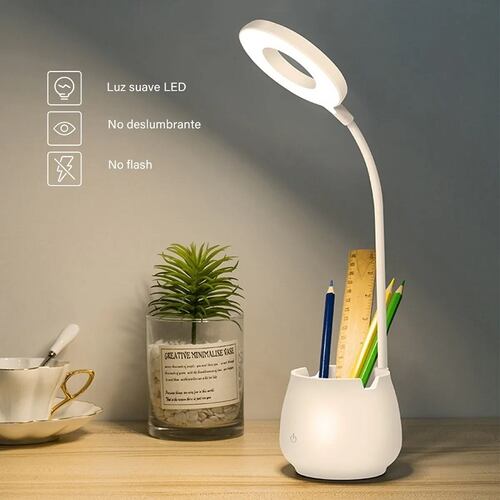 Lámpara Led De Escritorio Usb Recargable Con Portalapices