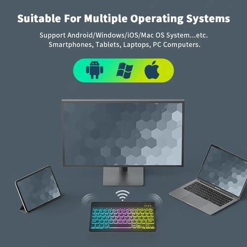 Juego De Teclado Y Mouse Con Led Inalambricos Negro