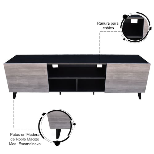 Mueble para TV de 80" Europa Moderno y Minimalista Hogare Negro Gris