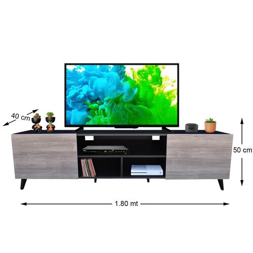 Mueble para TV de 80" Europa Moderno y Minimalista Hogare Negro Gris