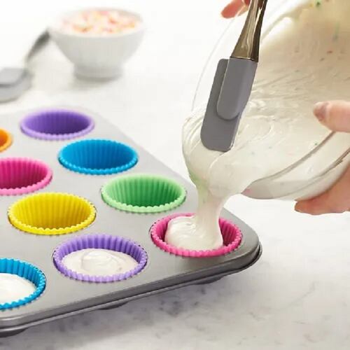 Charola De Cupakes y Capacillos De Silicon Muffin Reposteria