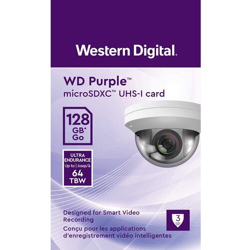 Memoria MicroSD 128GB Western Digital WD Purple SD QD101 SDXC Clase 10 WDD128G1P0C.