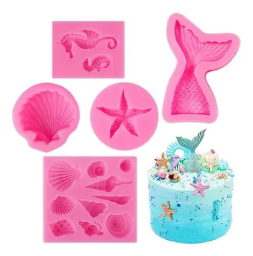 Molde De Silicona Para Fondant Con Cola De Sirena 5 Unidades