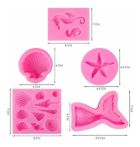 Molde De Silicona Para Fondant Con Cola De Sirena 5 Unidades