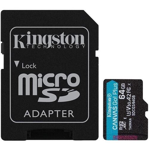 Memoria MicroSD 64GB Kingston SDXC Clase 10 Canvas Go! Plus Con Adaptador SDCG3/64GB.