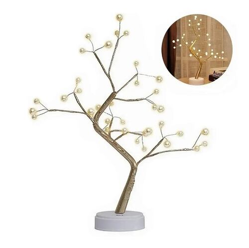 Lámpara De Mesa Árbol De Bonsái 36 Led Perlas