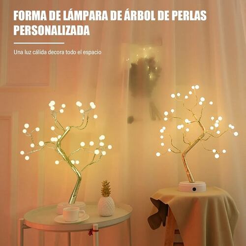 Lámpara De Mesa Árbol De Bonsái 36 Led Perlas