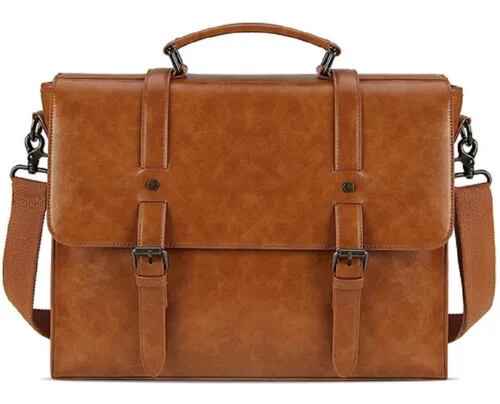 Maletin Porta Laptop 15.6 Pulgadas De Cuero Marron