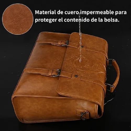 Maletin Porta Laptop 15.6 Pulgadas De Cuero Marron