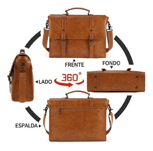 Maletin Porta Laptop 15.6 Pulgadas De Cuero Marron
