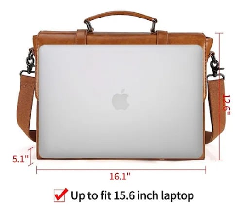 Maletin Porta Laptop 15.6 Pulgadas De Cuero Marron