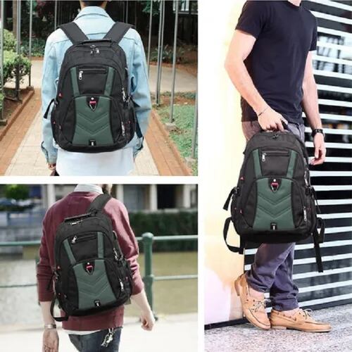 Mochila Para Laptop De 17 In Impermeable Negro  con Verde