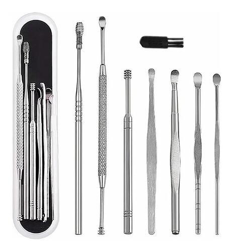 Limpiador De Oidos Inoxidable  Estuche con  8 Pz