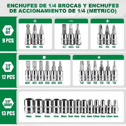 Juego De Herramientas Mecanicas Manuales 46 Pz