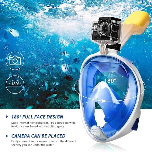 Mascara Snorkel Ninja Con Adaptador Azul L/XL