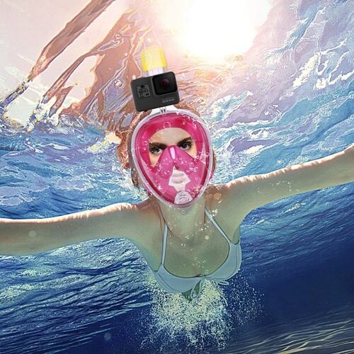 Mascara De Snorkel Con  Adaptador Rosa L/XL
