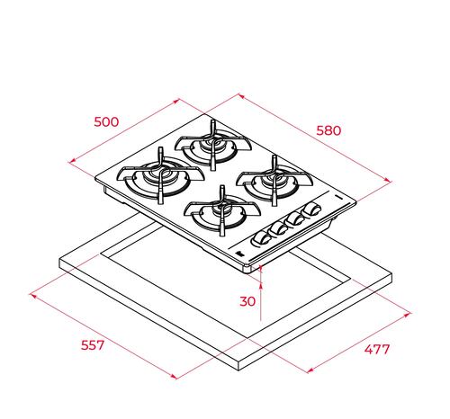KIT PARRILLA Y CAMPANA MARCA TEKA PLUS-60 ACERO INOXIDABLE LUZ LED 127V