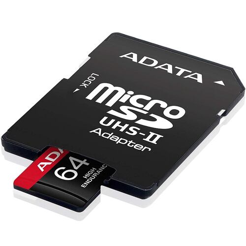 Memoria MicroSD Adata High Endurance 64GB SDXC UHS-I U3 V30 Clase 10 A2 Con Adaptador AUSDX64GUI3V30SHA2-RA1