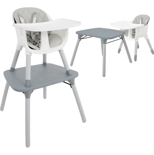 Periquera Alta Silla Para Bebe Niños 4 En 1 Mesita Gris Little Monkey