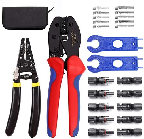 Kit Pinzas Ponchadoras Conectores Mc4 Crimpadora Panel Solar